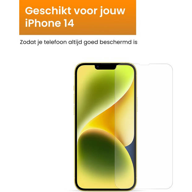 R2B Screenprotector geschikt voor iPhone 14 - 2 Stuks - Incl. Installatieframe & Reinigingskit