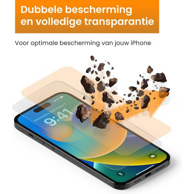 R2B Screenprotector geschikt voor iPhone 14 Pro Max - 2 Stuks - Incl. Installatieframe & Reinigingskit