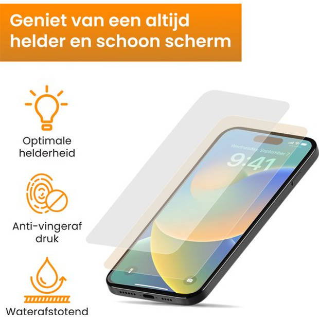 R2B Screenprotector geschikt voor iPhone 14 Pro Max - 2 Stuks - Incl. Installatieframe & Reinigingskit