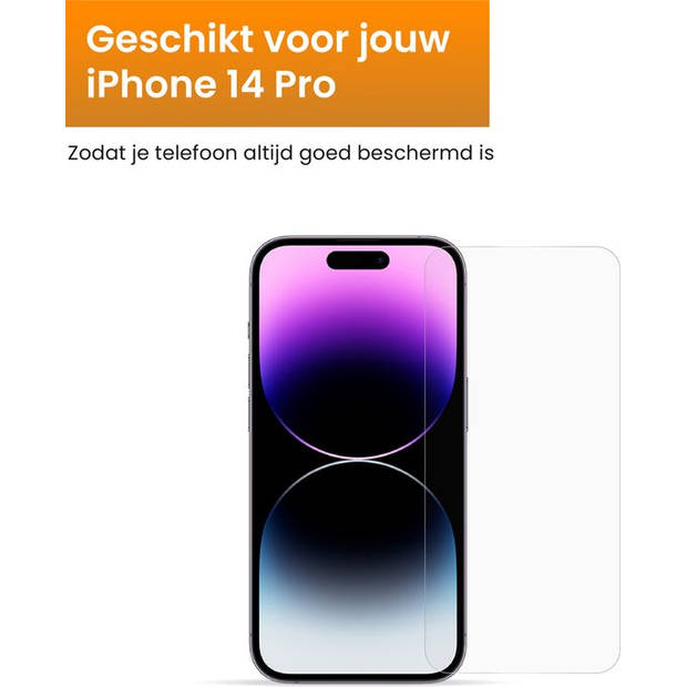 R2B Screenprotector geschikt voor iPhone 14 Pro - 2 Stuks - Incl. Installatieframe & Reinigingskit