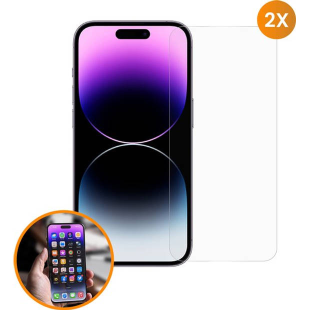 R2B Screenprotector geschikt voor iPhone 14 Pro - 2 Stuks - Incl. Installatieframe & Reinigingskit