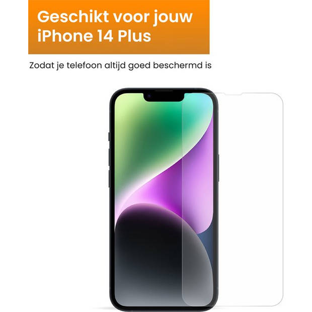 R2B Screenprotector geschikt voor iPhone 14 Plus - 2 Stuks - Incl. Installatieframe & Reinigingskit