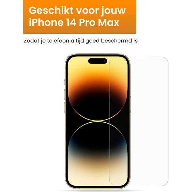 R2B Screenprotector geschikt voor iPhone 14 Pro Max - 2 Stuks - Incl. Installatieframe & Reinigingskit