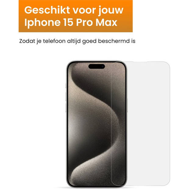 R2B Screenprotector geschikt voor iPhone 15 Pro Max - 2 Stuks - Incl. Installatieframe & Reinigingskit