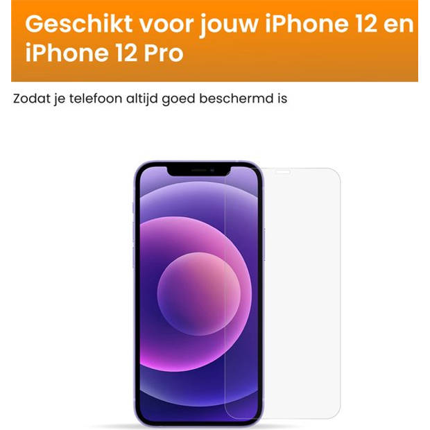 R2B Screenprotector geschikt voor iPhone 12 en iPhone 12 Pro - 2 Stuks - Incl. Installatieframe & Reinigingskit