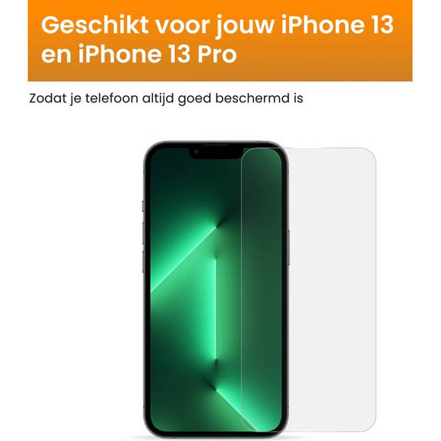 R2B Screenprotector geschikt voor iPhone 13 en iPhone 13 Pro - 2 Stuks - Incl. Installatieframe & Reinigingskit