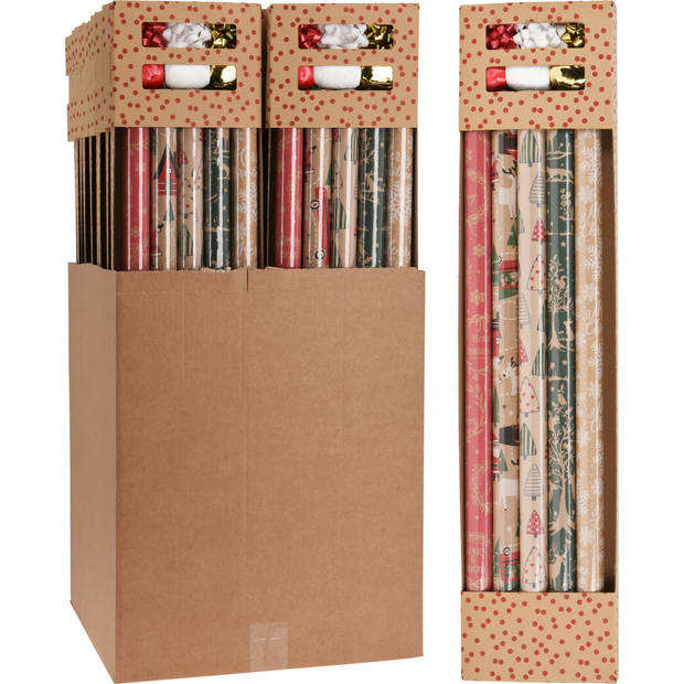 Kerst inpakpapier/cadeaupapier set - 11-delig - 200 x 70 cm - Cadeaupapier