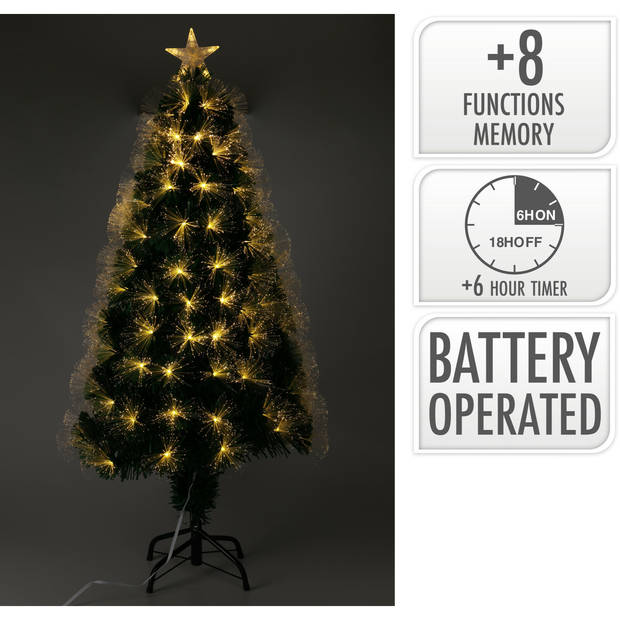 Christmas Decoration Fiber kerstboom - ster led lampjes en piek - 60 cm - Kunstkerstboom