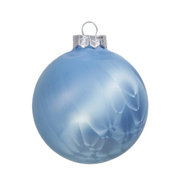 Othmar Decorations Luxe kerstballen - 16x - 4 cm - blauw - glas - Kerstbal