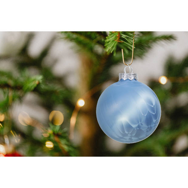 Othmar Decorations Luxe kerstballen - 16x - 4 cm - blauw - glas - Kerstbal