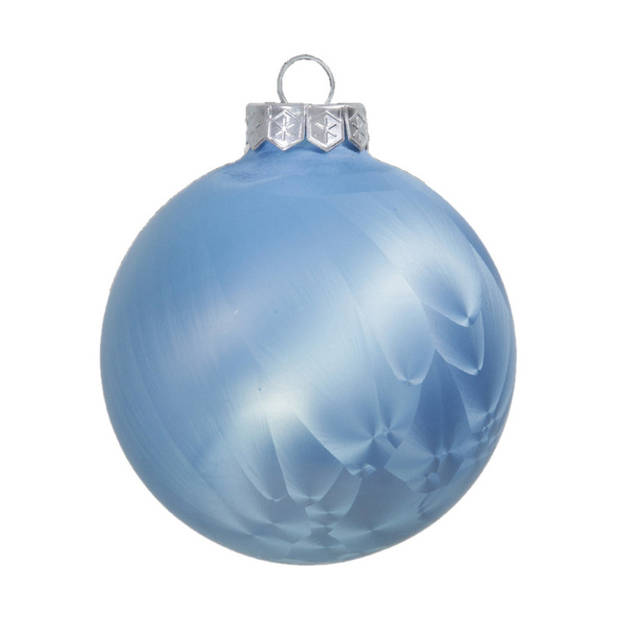 Othmar Decorations Luxe kerstballen - 12x - 6 cm - blauw - glas - Kerstbal