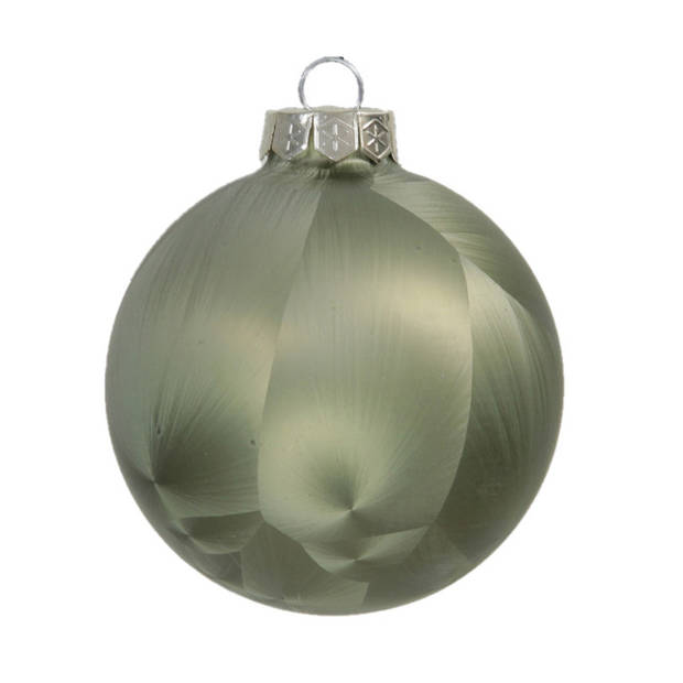 Othmar Decorations Luxe kerstballen - 12x - 6 cm - olijf groen - glas - Kerstbal