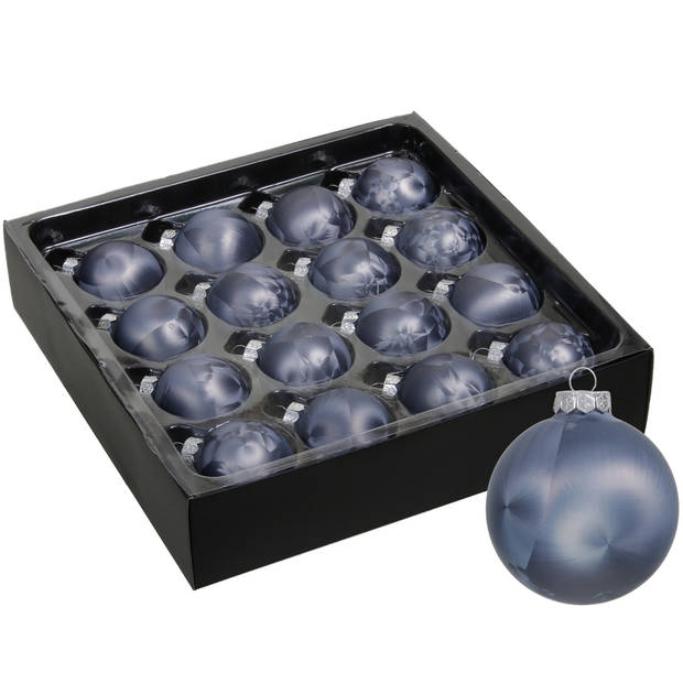 Othmar Decorations Luxe kerstballen - 16x - 4 cm - donkerblauw - glas - Kerstbal