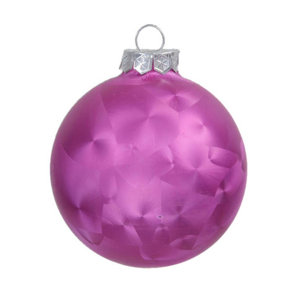 Othmar Decorations Luxe kerstballen - 12x - 6 cm - roze - glas - Kerstbal