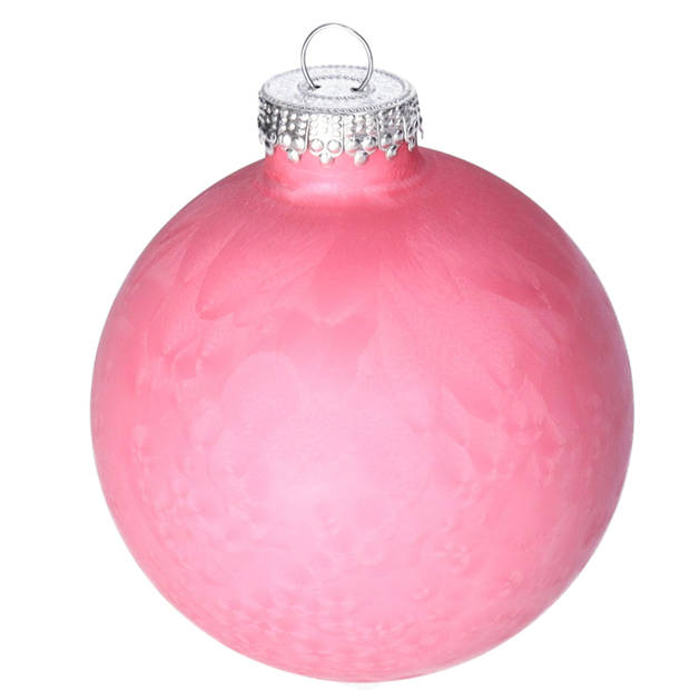 Othmar Decorations Luxe kerstballen - 4x - 8 cm - roze - glas - Kerstbal