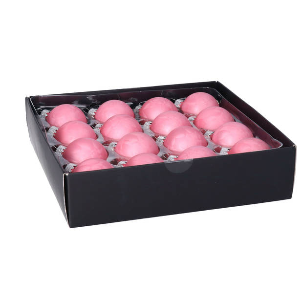 Othmar Decorations Luxe kerstballen - 16x - 4 cm - roze - glas - Kerstbal