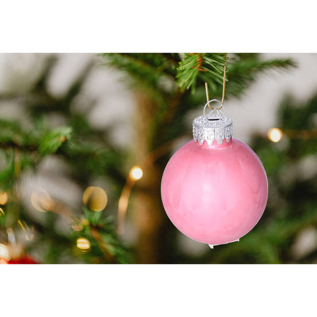 Othmar Decorations Luxe kerstballen - 16x - 4 cm - roze - glas - Kerstbal