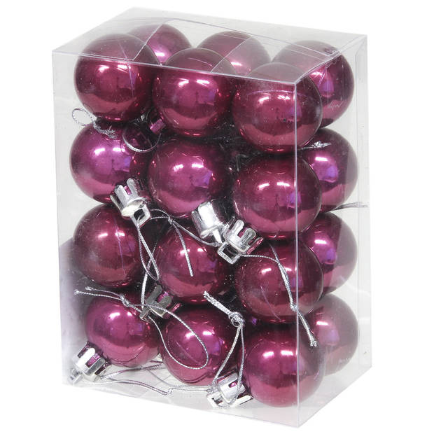 Othmar Decorations kerstballen - 24x - 3 cm -orchidee roze - kunststof - Kerstbal