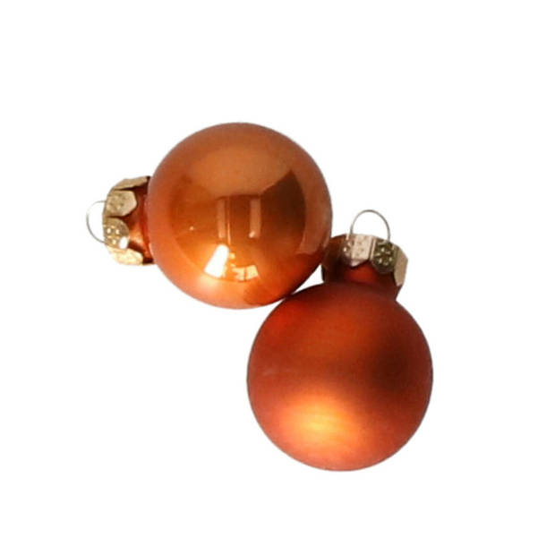 Othmar Decorations kerstballen - 24x -mandarijn oranje - 2,5 cm - glas - Kerstbal