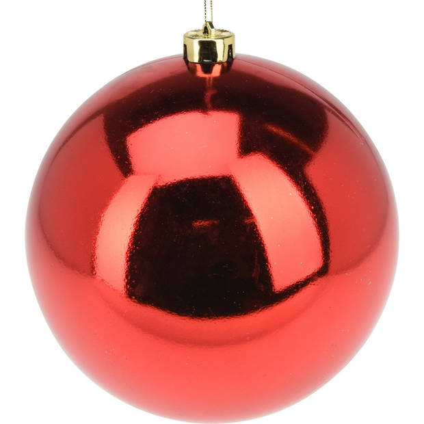 Grote decoratie kerstbal - rood - 18 cm - kunststof - Kerstbal