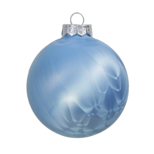 Othmar Decorations Luxe kerstballen - 4x - 8 cm - blauw - glas - Kerstbal