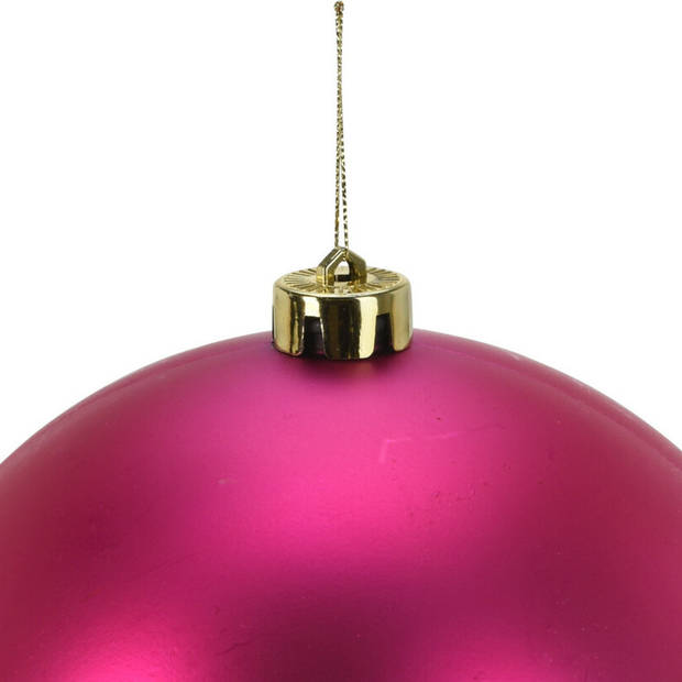 Grote decoratie kerstbal - fuchsia roze - 18 cm - kunststof - Kerstbal