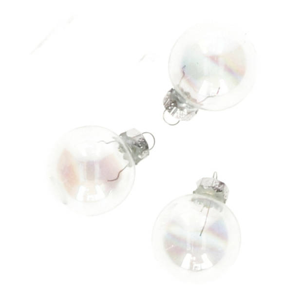 Othmar Decorations mini kerstballen van glas - 16x - transparant parelmoer - 3 cm - Kerstbal