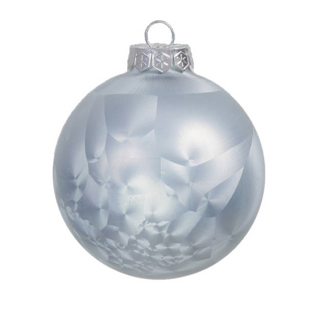 Othmar Decorations Luxe kerstballen - 16x - 4 cm - wit/grijs - glas - Kerstbal