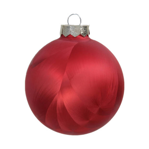 Othmar Decorations Luxe kerstballen - 4x - 8 cm - rood - glas - Kerstbal