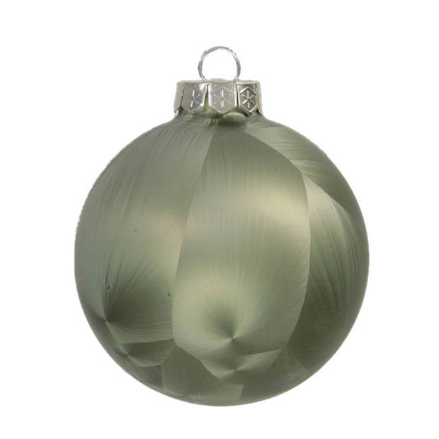 Othmar Decorations Luxe kerstballen - 16x - 4 cm - olijfgroen - glas - Kerstbal