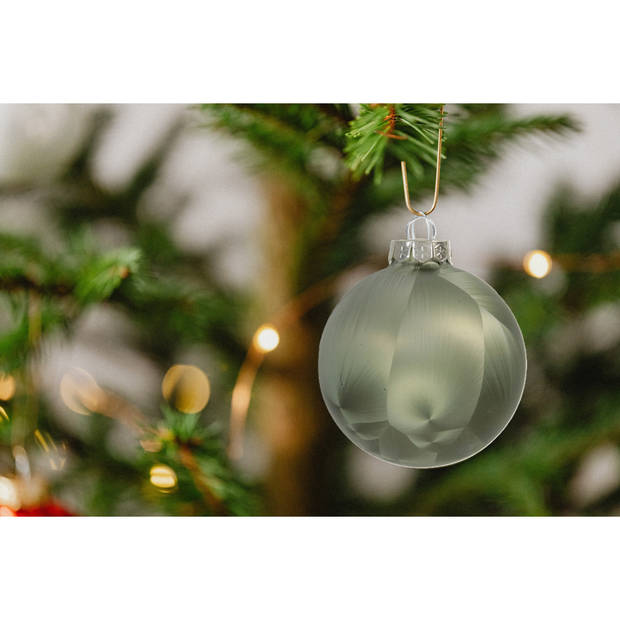 Othmar Decorations Luxe kerstballen - 16x - 4 cm - olijfgroen - glas - Kerstbal