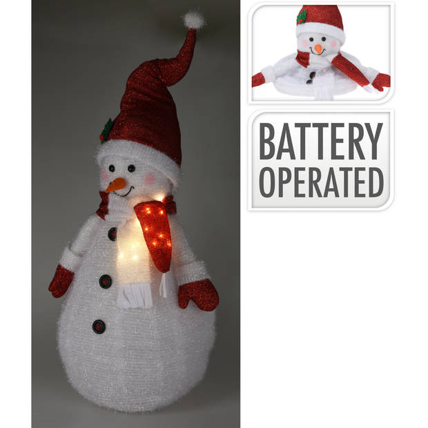 Christmas Decoration Sneeuwpop figuur - 120 cm - met LED licht - kerstverlichting figuur