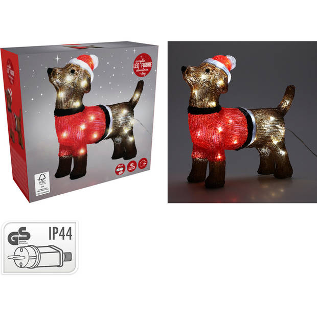 Christmas Decoration Verlichte hond - 38 cm - LED - kerstverlichting - kerstverlichting figuur