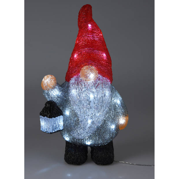 Christmas Decoration Verlicht figuur - gnome/dwerg - 21 x 13,5 x 39 cm - kerstverlichting figuur