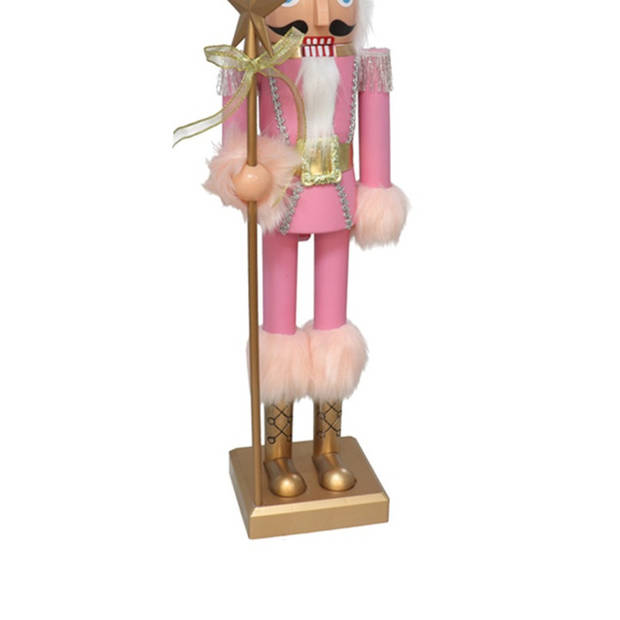 Gerimport notenkraker figuur/beeld - 60 cm - roze - Kerstbeeldjes