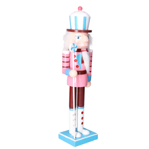 Gerimport notenkraker figuur/beeld - 38 cm - pastel blauw/roze  - Kerstbeeldjes