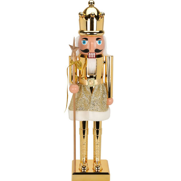 Notenkraker decoratie figuur/beeld - 80 cm - goud - kunststof - kerst - Kerstbeeldjes