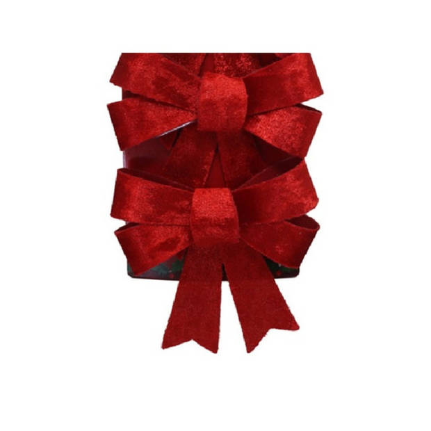 Gerimport kerststrikken -3x - velvet rood - 10x13 cm - Kersthangers