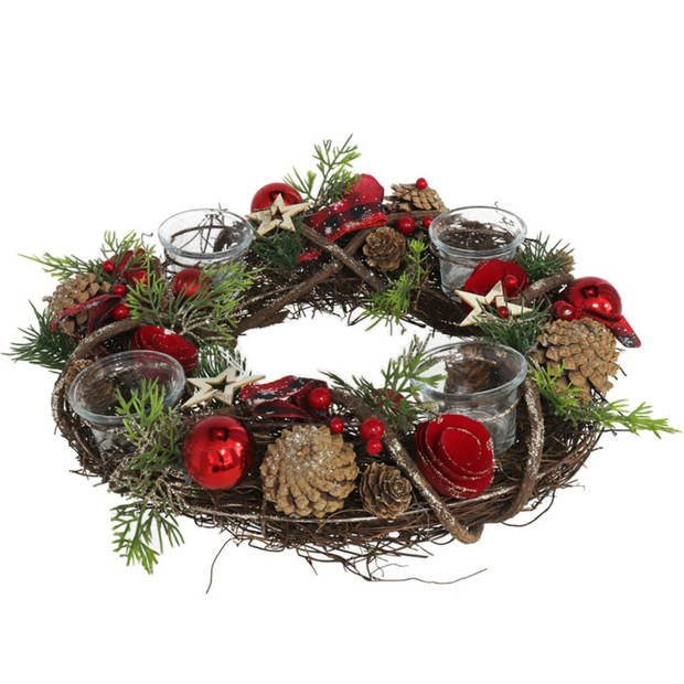 Gerimport Kerststukje - kerstkrans - D36 - tafeldecoratie ornament - Kerststukjes