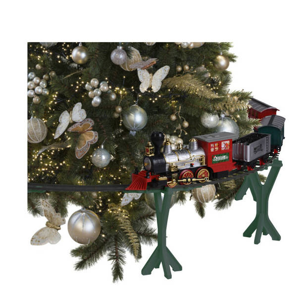 Kersttrein - voor om de kerstboom - D88 cm - L264 cm - licht en geluid - Kersttreintjes