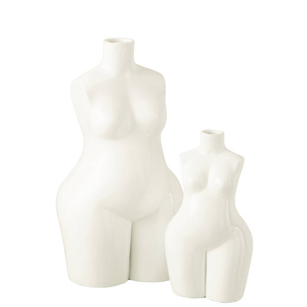 J-line - Vase Vrouw Lichaam Polyresin Glanzend Wit Large - 25.5x19.5x47cm