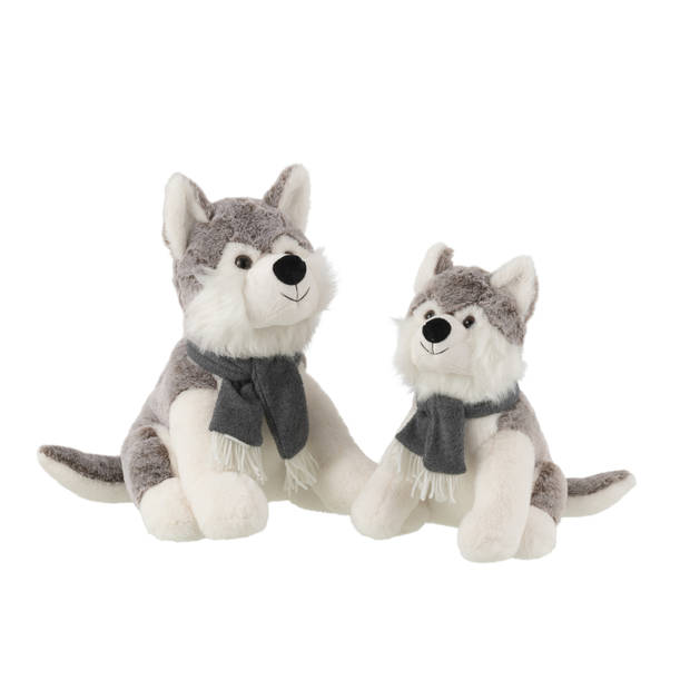 J-line - Husky+scarf Plush Polyester Grey Large - 40x25x35cm