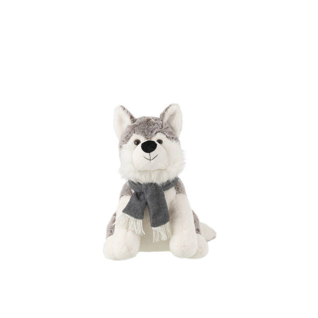 J-line - Husky+scarf Plush Polyester Grey Large - 40x25x35cm