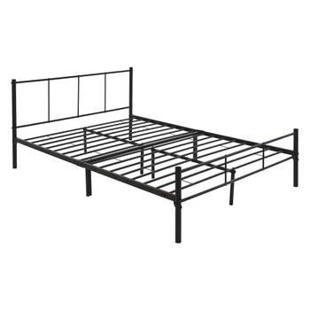 ML-Design metalen bed zwart, 160x200 cm, op stalen frame met hoofdbord en lattenbodem