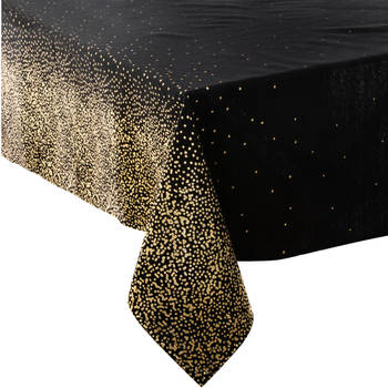 Feeric Lights & Christmas Kerst tafelkleed - zwart/goud - 140 x 360 cm - Tafellakens