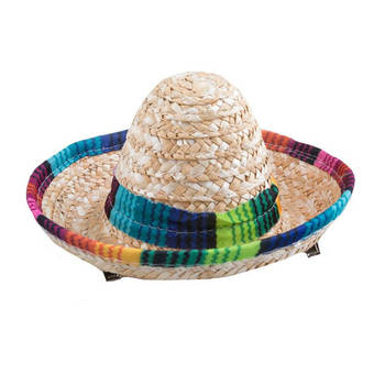 Funny Fashion Mexicaanse mini Sombrero hoedje - carnaval/verkleed accessoires - multi kleuren - stro - Verkleedhoofddeks