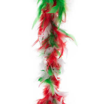 Carnaval verkleed veren boa - Groen/rood/wit - 200 cm - dames - Verkleed boa