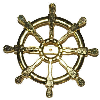 Gouden roer zeeman broche 7 cm - Verkleedattributen