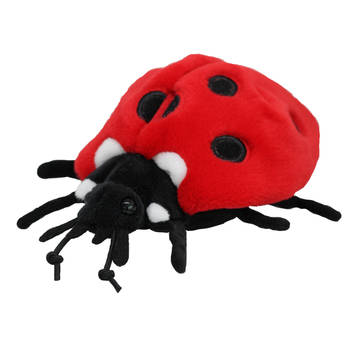 Nature Planet Knuffeldier Lieveheersbeestje - pluche stof - premium knuffels - rood/zwart - 15 cm - Knuffeldier