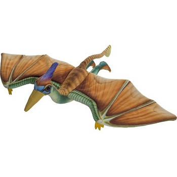 Nature Planet Pterosaurus dino - bruin/groen - 40 cm - pluche dieren knuffels - Dinosauriers - Knuffeldier